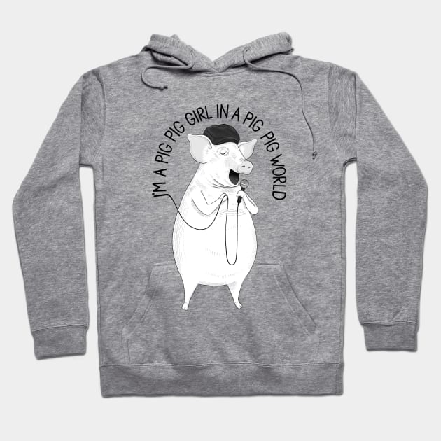 Pig Pig World | Animal Karaoke Collection Hoodie by DrawingEggen